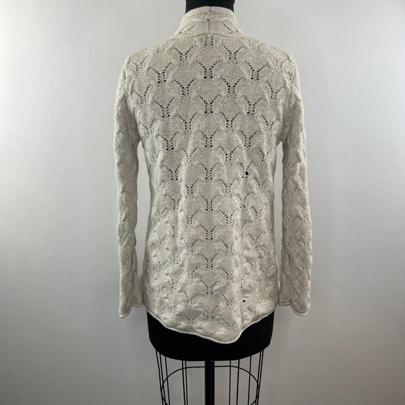 SAFFRON Womens Cream Cashmere Long Sleeve Open Front Cardigan Sweater Size M - Picture 4 of 8